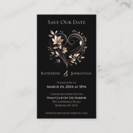 Moderne Rose Gold Blume Save the Date- Visitenkarte
