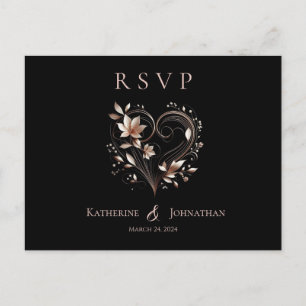 Moderne Rose Gold Blume und ein Herz-UAWG-Hochzeit Postkarte