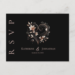 Moderne Rose Gold Blume und ein Herz-UAWG-Hochzeit Postkarte