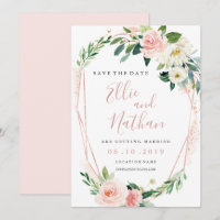 Moderne Rose Gold Blumenstrauß Save the Date
