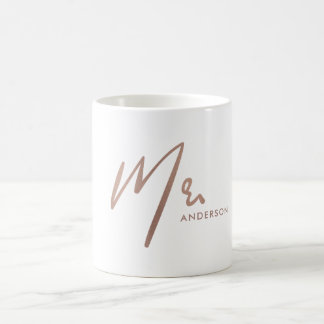 MODERNE ROSE GOLD BLUSH TYPOGRAPHIE HERR LETZTER N KAFFEETASSE