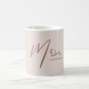 MODERNE ROSE GOLD BLUSH TYPOGRAPHIE MRS LETZTER NA KAFFEETASSE