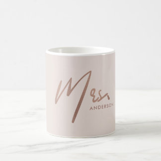 MODERNE ROSE GOLD BLUSH TYPOGRAPHIE MRS LETZTER NA KAFFEETASSE