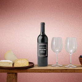 Moderne Rose Gold Border auf schwarzen Weinetikett