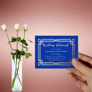 Moderne Rose Gold Border Navy Blue Probe Card Folie Einladungspostkarte