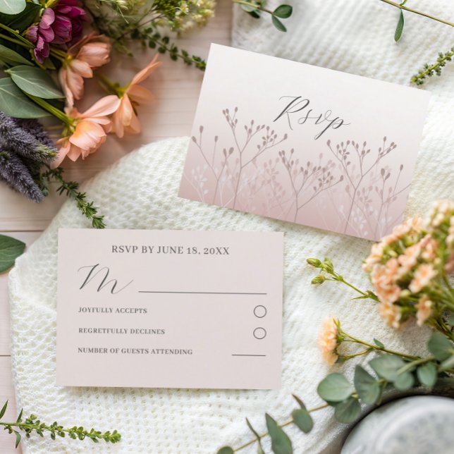 Moderne Rose Gold Botanische Hochzeit RSVP (Von Creator hochgeladen)