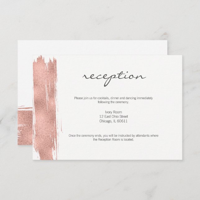 Moderne Rose Gold Brush Hochzeitskarte Einladung (Vorne/Hinten)