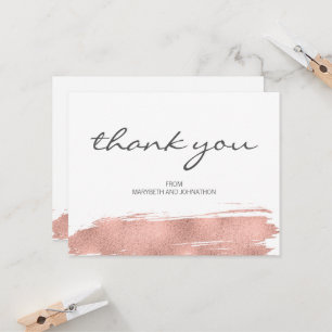 Moderne Rose Gold Brush Wedding Danke Karte