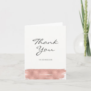 Moderne Rose Gold Brush Wedding Danke Karte