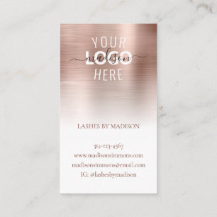 Moderne Rose - Gold Brushed Metal-Logo-Markenbezei Visitenkarte