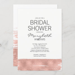 Moderne Rose Gold Brushstroke Brautparty Card Einladung