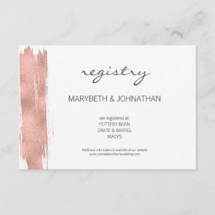 Moderne Rose Gold Brushstroke Wedding Card Begleitkarte