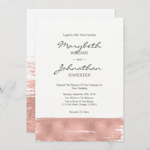 Moderne Rose Gold Brushstroke Wedding Card Einladung