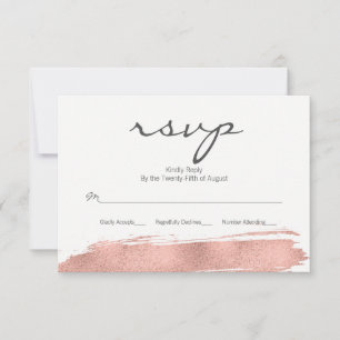 Moderne Rose Gold Brushstroke Wedding RSVP Card