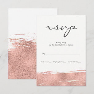 Moderne Rose Gold Brushstroke Wedding RSVP Card Karte