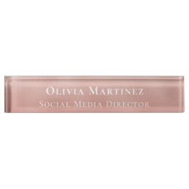Moderne Rose Gold Business Beruflich Monogram Namensplakette