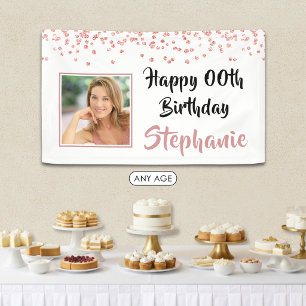 Moderne Rose Gold Confetti jedes Alters Geburtstag Banner