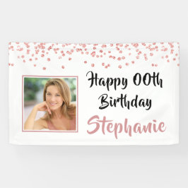 Moderne Rose Gold Confetti jedes Alters Geburtstag Banner