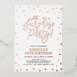 Moderne Rose Gold Confetti Überraschung Geburtstag Folieneinladung