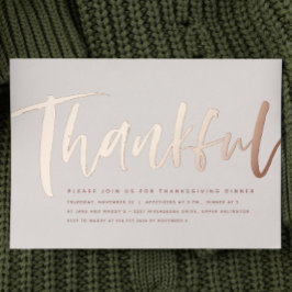 Moderne Rose Gold dankbar Erntedank Dinner Folieneinladung