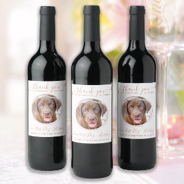 Moderne Rose Gold Danke, dass ihr Hund Foto Hausti Weinetikett