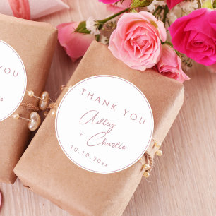 Moderne Rose Gold Danke Hochzeitsgeschenk-Anhänger Runder Aufkleber