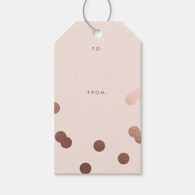 Moderne Rose Gold Dots Geschenkanhänger (Vorderseite)