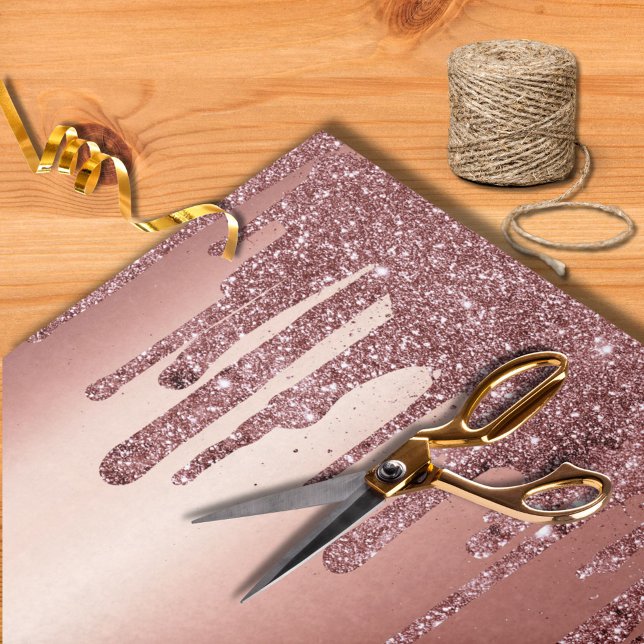 Moderne Rose Gold Dripping Glitzer Wedding Seidenpapier (Von Creator hochgeladen)
