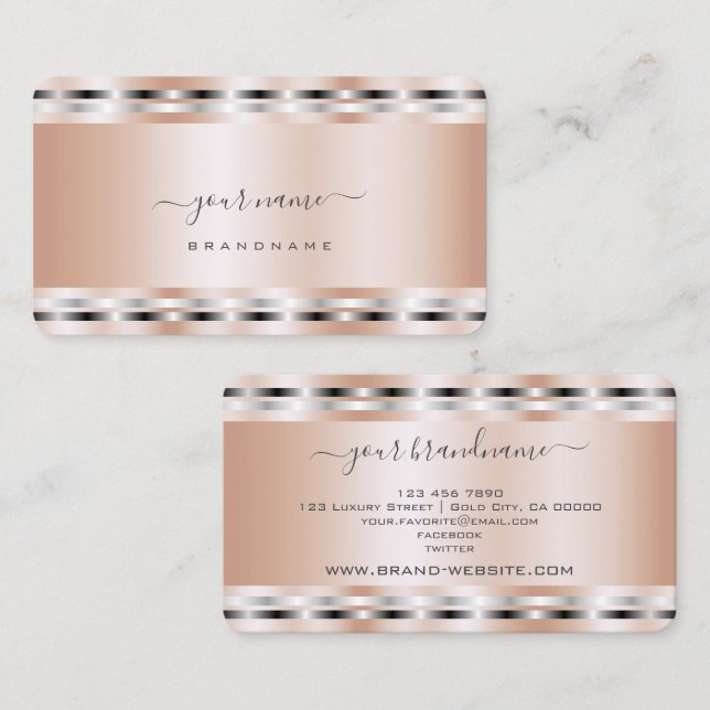 Moderne Rose Gold Effect Template Beruflich Visitenkarte