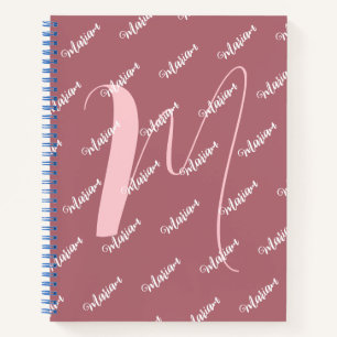 Moderne Rose Gold - Erstname Mit Monogramm Notizbuch