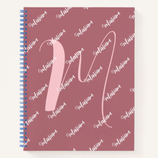 Moderne Rose Gold - Erstname Mit Monogramm Notizbuch
