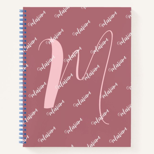 Moderne Rose Gold - Erstname Mit Monogramm Notizbuch (Vorderseite)