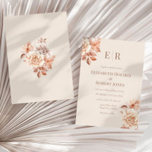 Moderne Rose Gold Floral Monogram Wedding