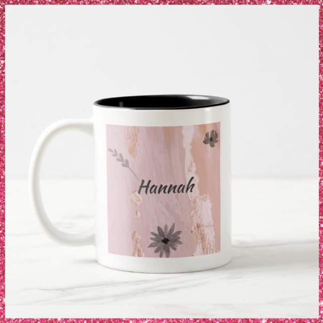 Moderne Rose Gold Floral Zweifarbige Tasse (Von Creator hochgeladen)