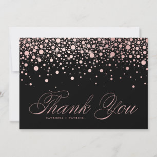 Moderne Rose Gold Foil Confetti tropft Schwarze Ho Dankeskarte