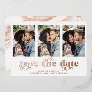 Moderne Rose Gold Foil Marmor Save the Date Folieneinladung