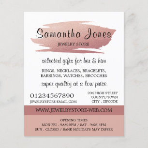 Moderne Rose Gold Foil Pinselstriche, Juwelierlade Flyer