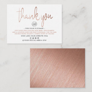 Moderne Rose Gold Foil Script Business Vielen Dank Begleitkarte