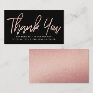 Moderne Rose Gold Foil Script Hochzeit Vielen Dank Begleitkarte