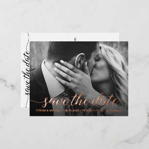 Moderne Rose Gold-Folie Save the Date Foto Hochzei Folie Einladungspostkarte