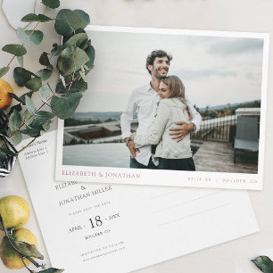 Moderne Rose Gold Foto Hochzeit speichern das Datu Einladungspostkarte