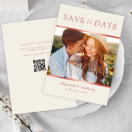 Moderne Rose Gold Foto QR Code Save the Date Karte