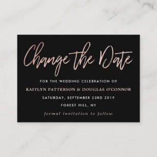 Moderne Rose-Gold-Fotoleiterschrift ändert das Dat Begleitkarte