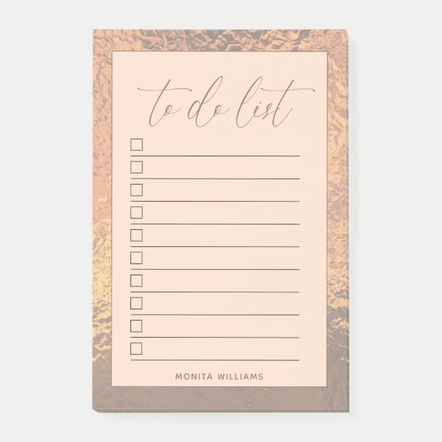Moderne Rose Gold für Personalisierte Post-it Klebezettel (Vorderseite)