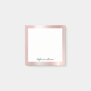 Moderne Rose Gold gebürstet Metallic Personalisie Post-it Klebezettel