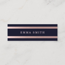 Moderne Rose Gold gestreifter Chic Mini Visitenkarte