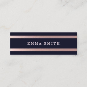 Moderne Rose Gold gestreifter Chic Mini Visitenkarte