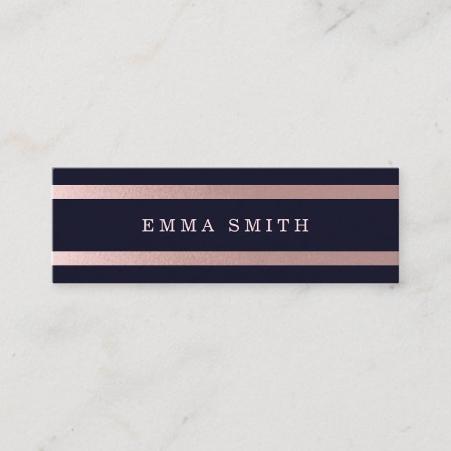 Moderne Rose Gold gestreifter Chic Mini Visitenkarte (Vorderseite)