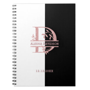 Moderne Rose Gold geteiltes individuelles Monogram Notizblock