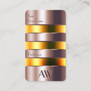 Moderne Rose Gold Glass Orange Liquid and Monogram Visitenkarte